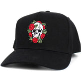 Skull & Rose Vintage Black Adjustable Snapback Hat by KB Ethos